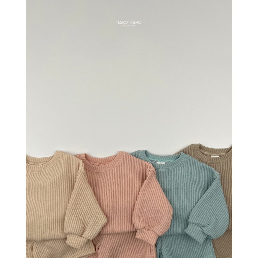 正韓童裝 Haro Haro 秋楓木針織 莫蘭迪坑條紋套裝-細節圖6