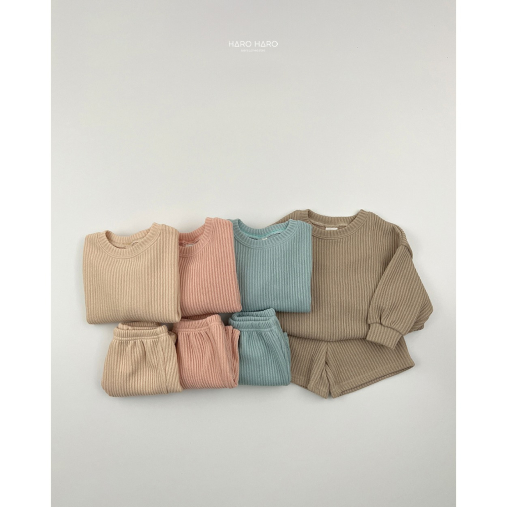 正韓童裝 Haro Haro 秋楓木針織 莫蘭迪坑條紋套裝-細節圖8