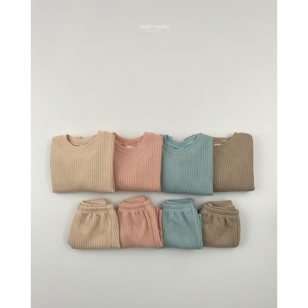 正韓童裝 Haro Haro 秋楓木針織 莫蘭迪坑條紋套裝-細節圖9