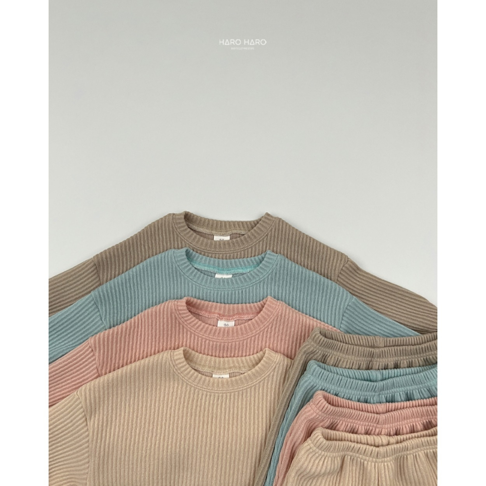 正韓童裝 Haro Haro 秋楓木針織 莫蘭迪坑條紋套裝-細節圖11