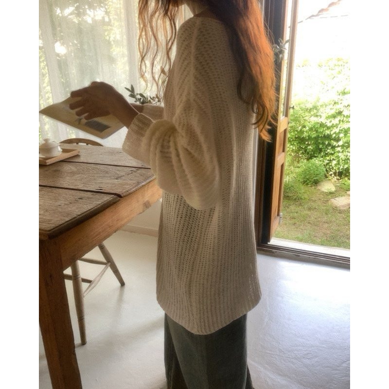 韓國女裝 Amiment 網狀寬鬆針織衫上衣-細節圖5