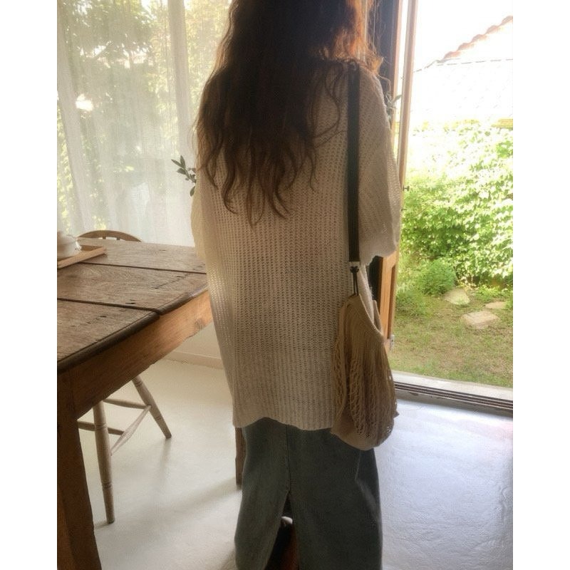 韓國女裝 Amiment 網狀寬鬆針織衫上衣-細節圖6