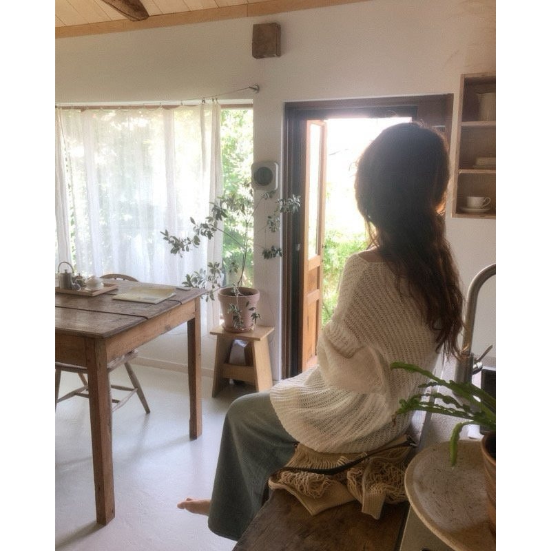 韓國女裝 Amiment 網狀寬鬆針織衫上衣-細節圖8