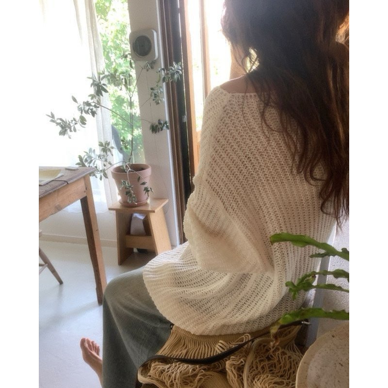 韓國女裝 Amiment 網狀寬鬆針織衫上衣-細節圖9