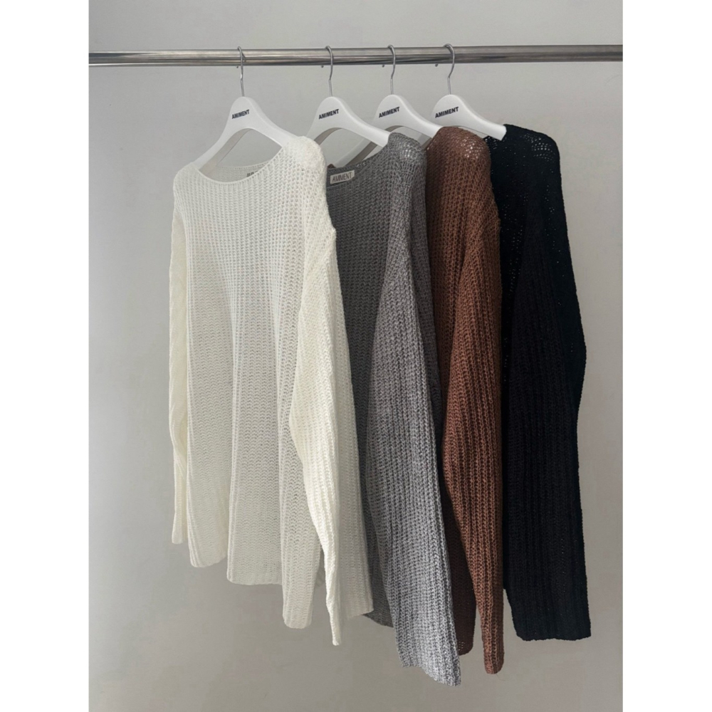 韓國女裝 Amiment 網狀寬鬆針織衫上衣-細節圖10