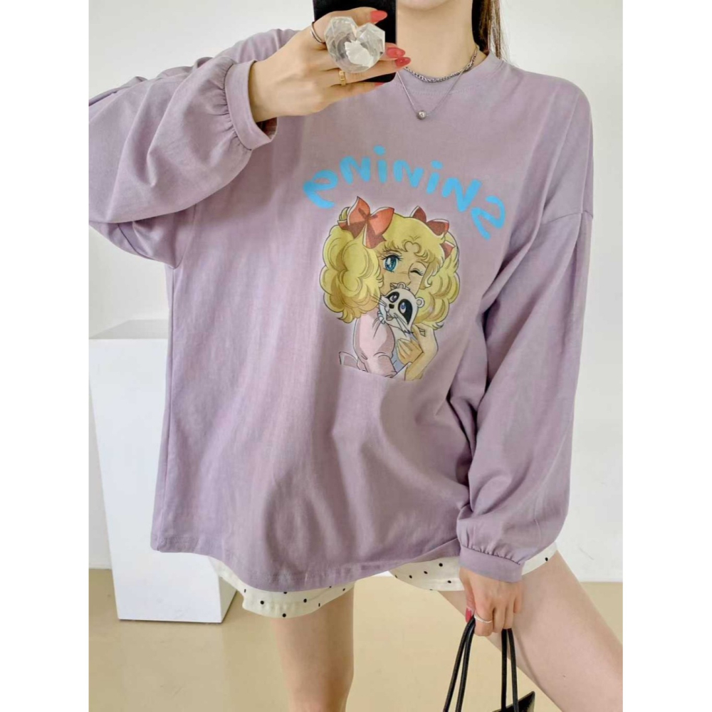 韓國女裝 N9ck 可愛小甜甜美式寬T-細節圖4