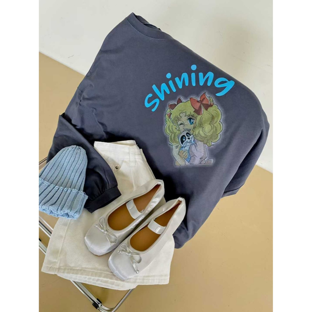 韓國女裝 N9ck 可愛小甜甜美式寬T-細節圖9