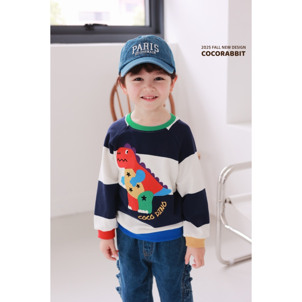 正韓童裝 COCO RABBIT 小男孩最愛的恐龍粗橫條T-細節圖2