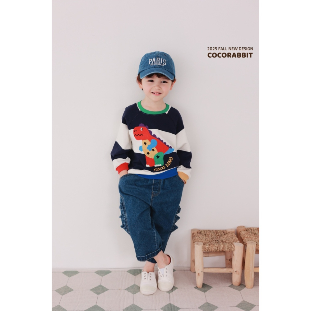 正韓童裝 COCO RABBIT 小男孩最愛的恐龍粗橫條T-細節圖3
