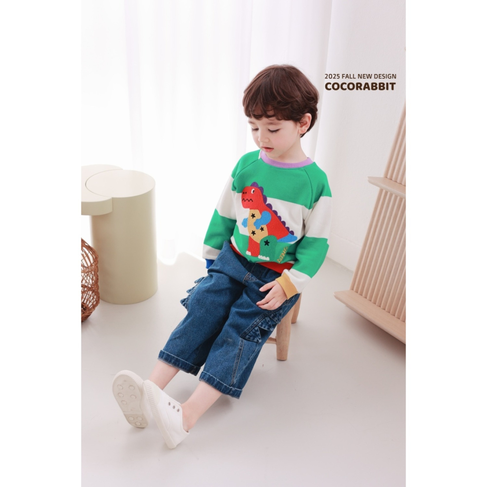 正韓童裝 COCO RABBIT 小男孩最愛的恐龍粗橫條T-細節圖4