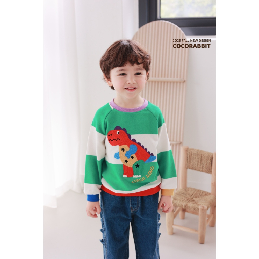 正韓童裝 COCO RABBIT 小男孩最愛的恐龍粗橫條T-細節圖7