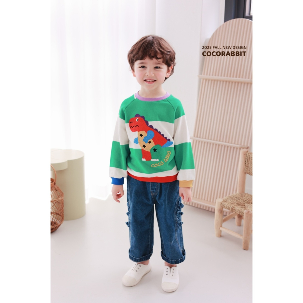 正韓童裝 COCO RABBIT 小男孩最愛的恐龍粗橫條T-細節圖8
