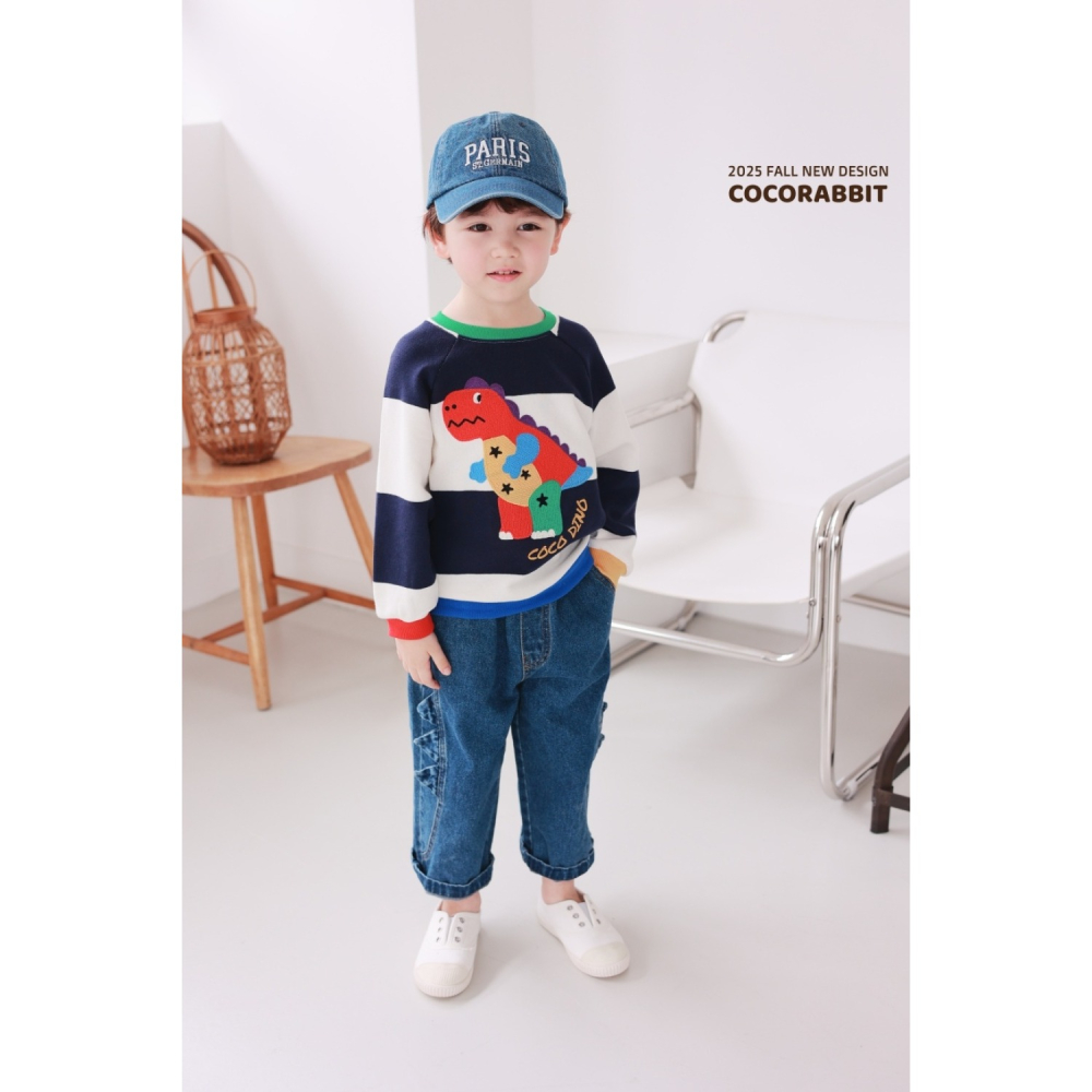 正韓童裝 COCO RABBIT 小男孩最愛的恐龍粗橫條T-細節圖9
