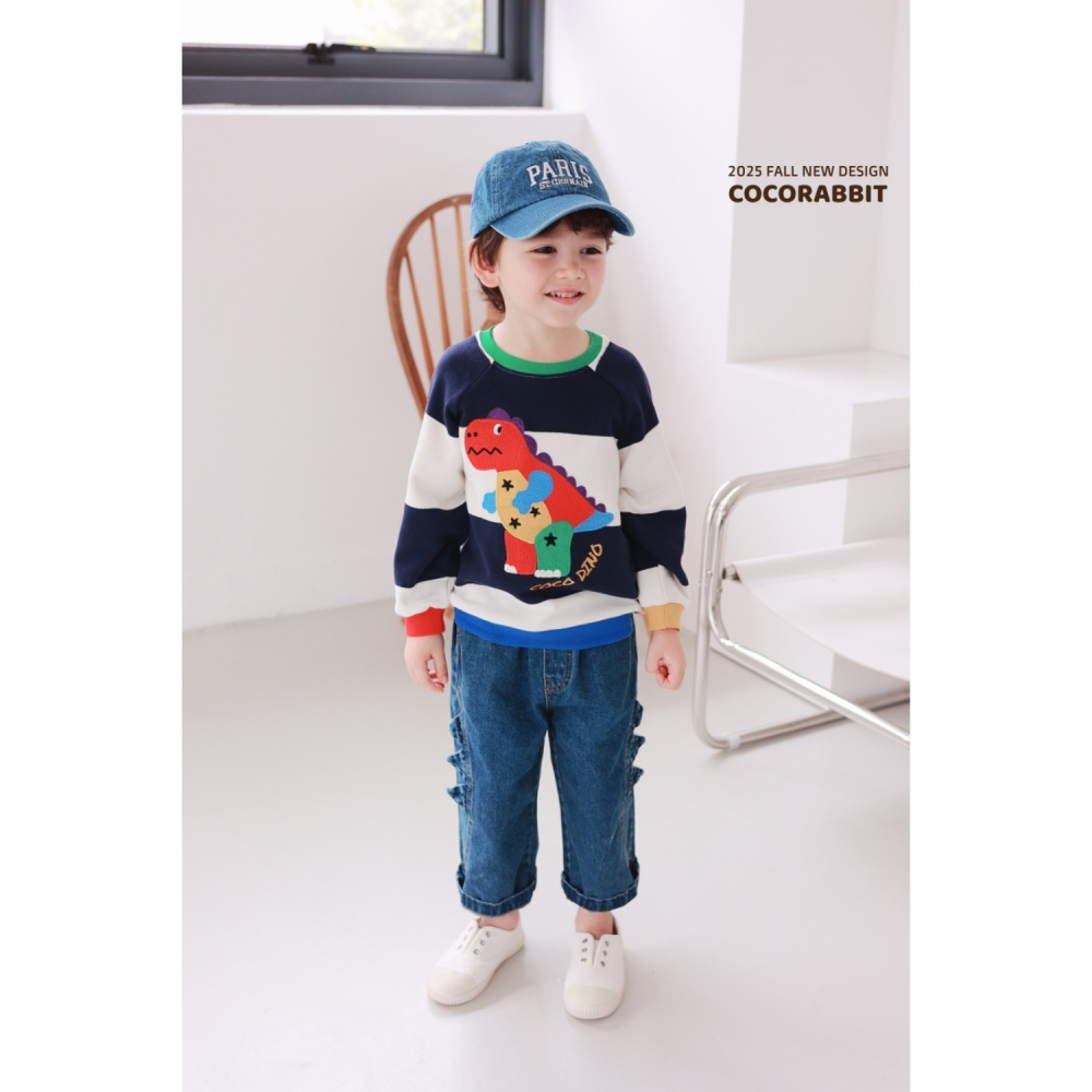 正韓童裝 COCO RABBIT 小男孩最愛的恐龍粗橫條T-細節圖11