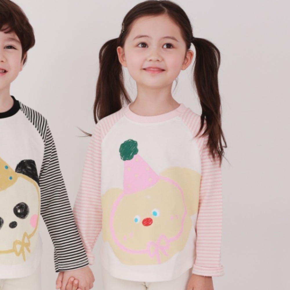 正韓童裝 COCO RABBIT 橫條拼接生日熊T-細節圖2