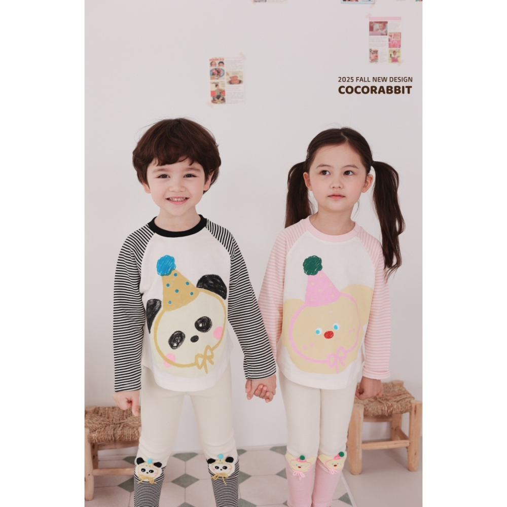 正韓童裝 COCO RABBIT 橫條拼接生日熊T-細節圖4