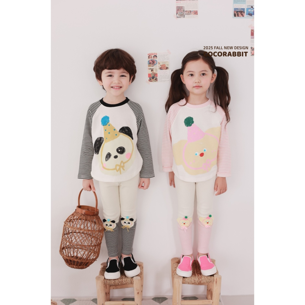 正韓童裝 COCO RABBIT 橫條拼接生日熊T-細節圖5