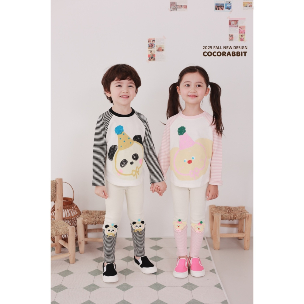 正韓童裝 COCO RABBIT 橫條拼接生日熊T-細節圖6