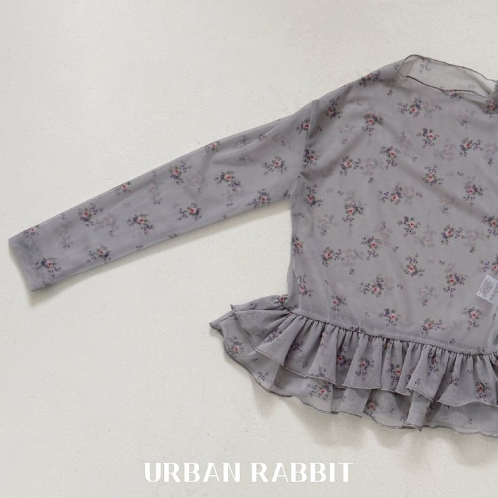 正韓童裝 Urban Rabbit 花卉風碎風雙層抓摺上衣-細節圖6