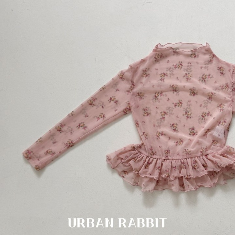 正韓童裝 Urban Rabbit 花卉風碎風雙層抓摺上衣-細節圖7