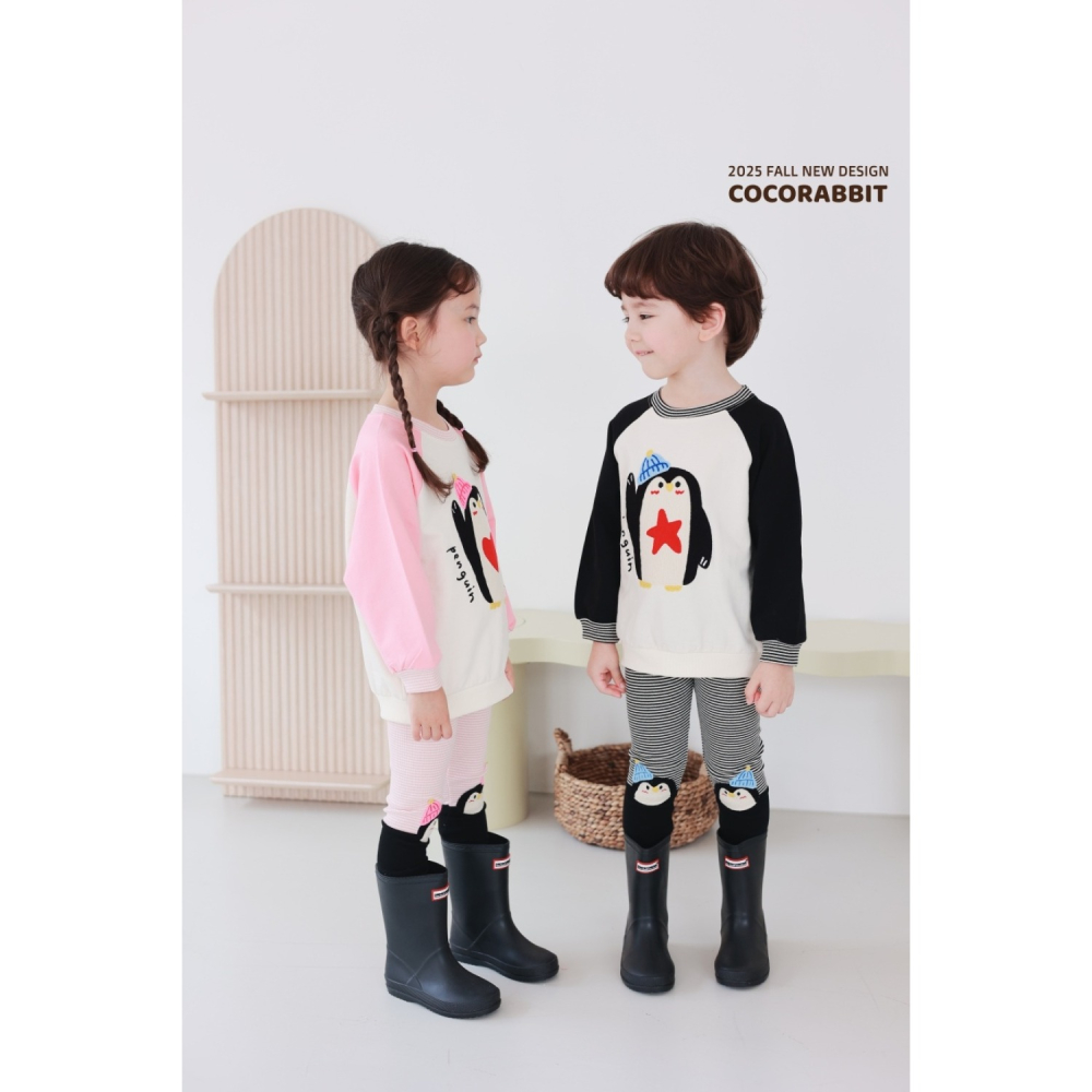 正韓童裝 COCO RABBIT 兄妹舉手企鵝造型大學T上衣-細節圖8