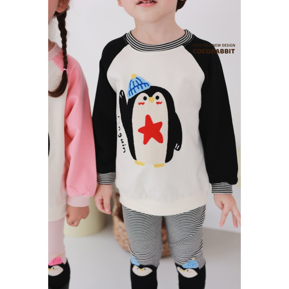 正韓童裝 COCO RABBIT 兄妹舉手企鵝造型大學T上衣-細節圖9