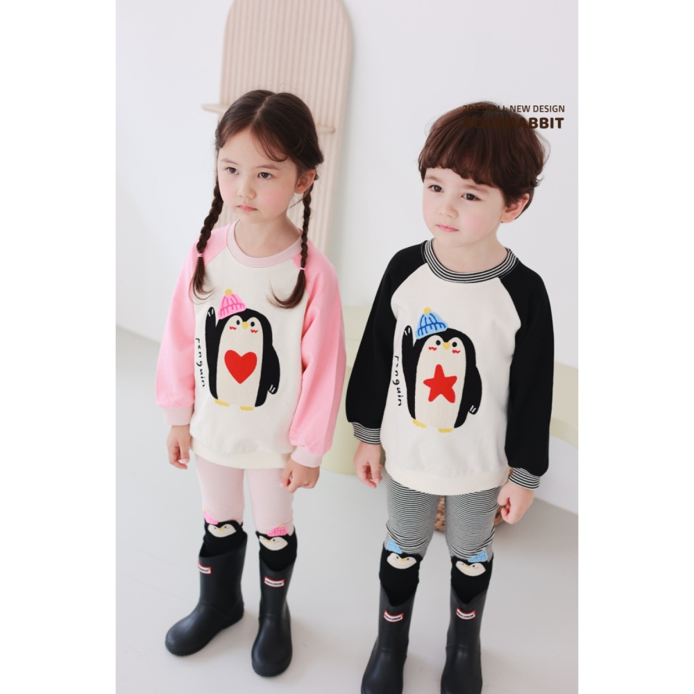 正韓童裝 COCO RABBIT 兄妹舉手企鵝造型大學T上衣-細節圖10