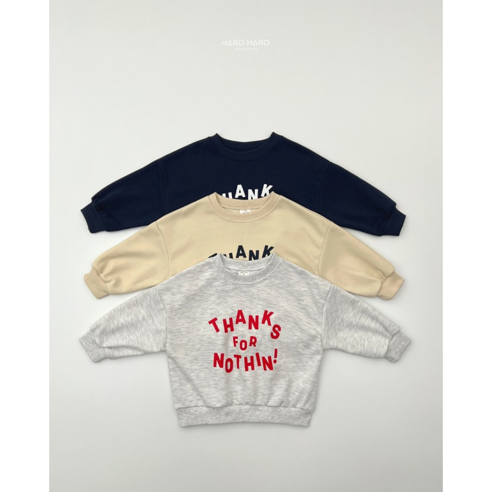 正韓童裝 Haro Haro THANKS大學T 親子裝上衣-細節圖3
