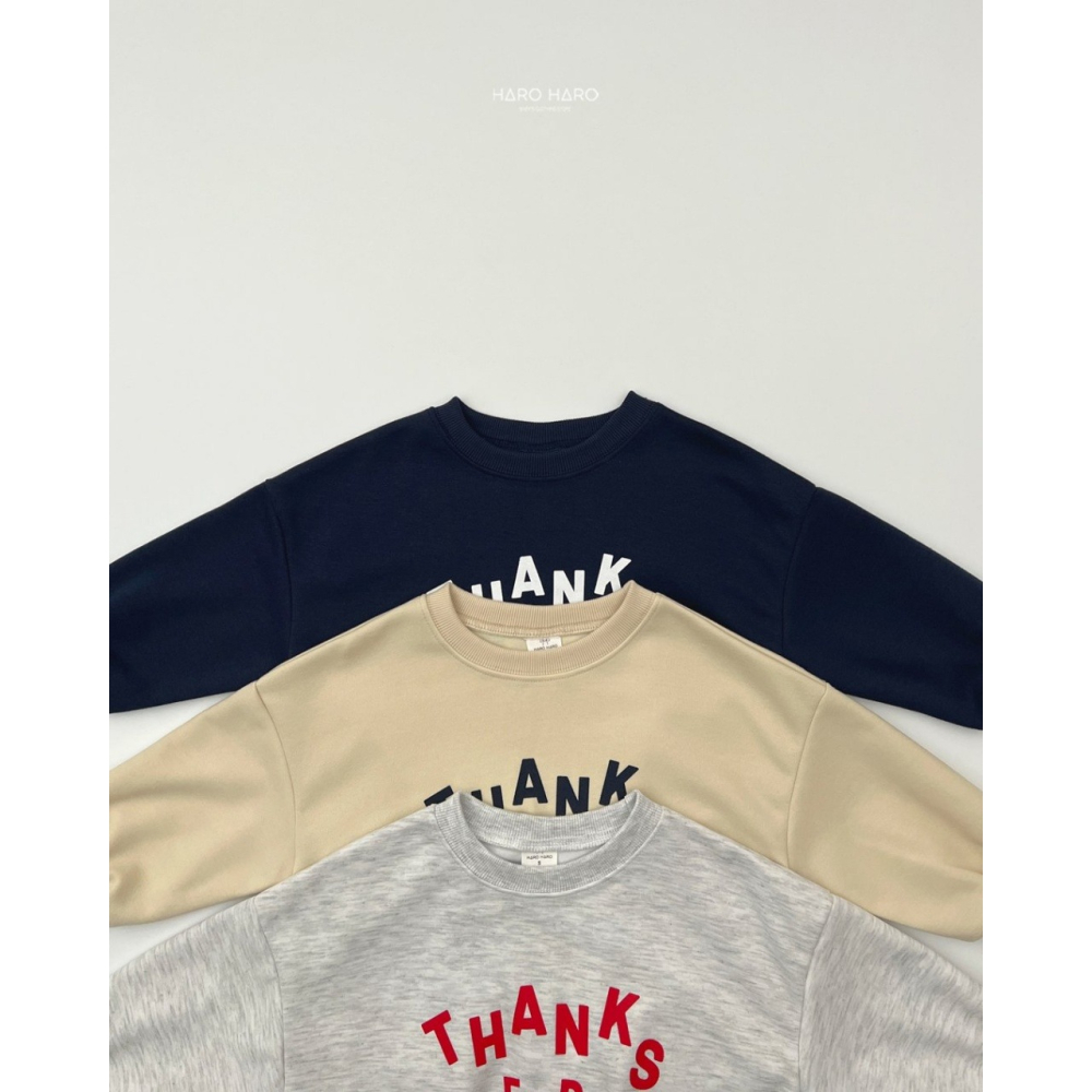 正韓童裝 Haro Haro THANKS大學T 親子裝上衣-細節圖4