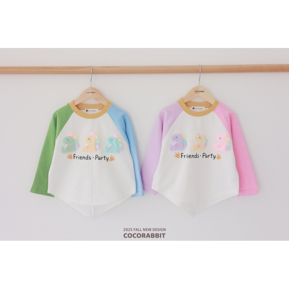 正韓童裝 COCO RABBIT 恐龍 熊熊動物拼接袖 T-細節圖4
