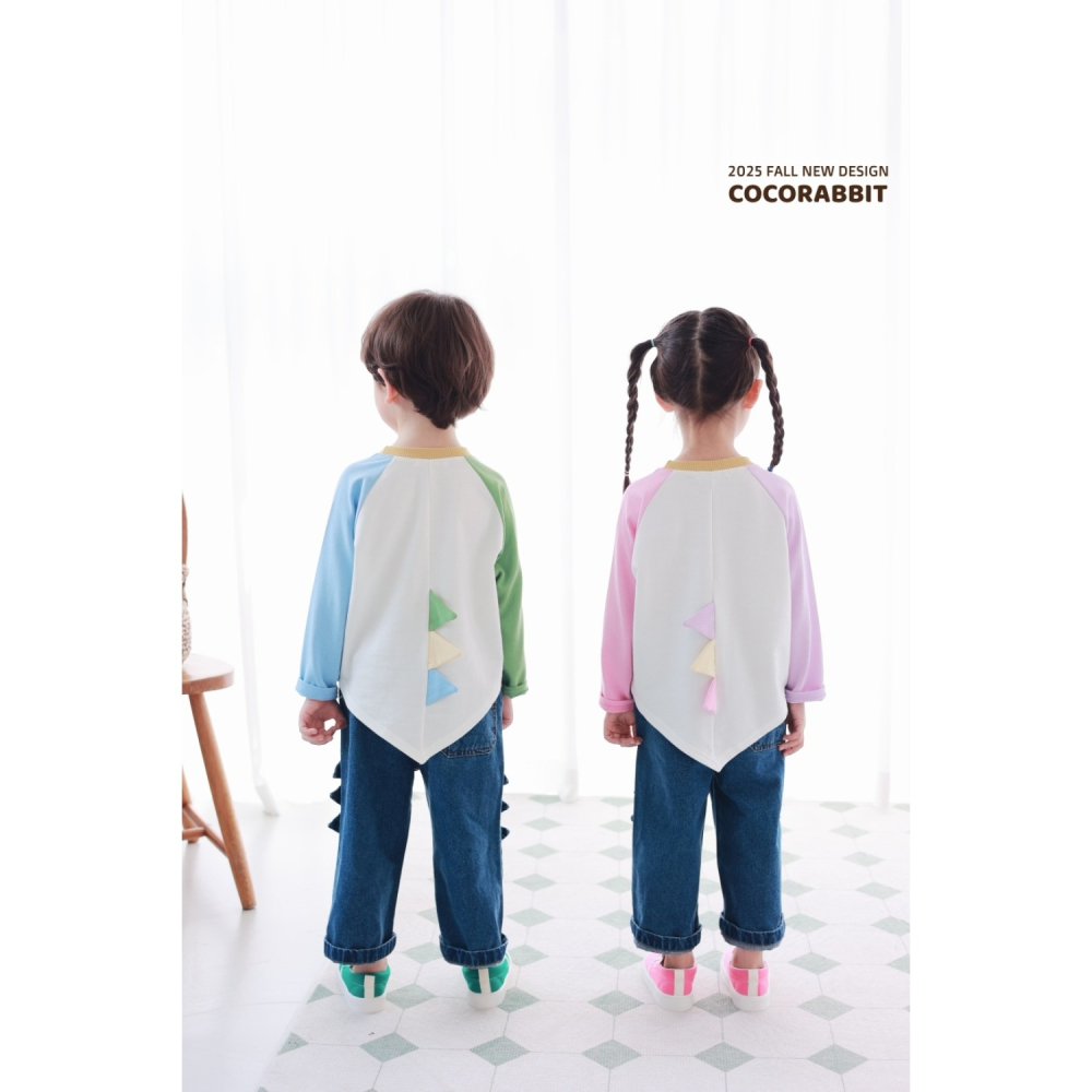 正韓童裝 COCO RABBIT 恐龍 熊熊動物拼接袖 T-細節圖6