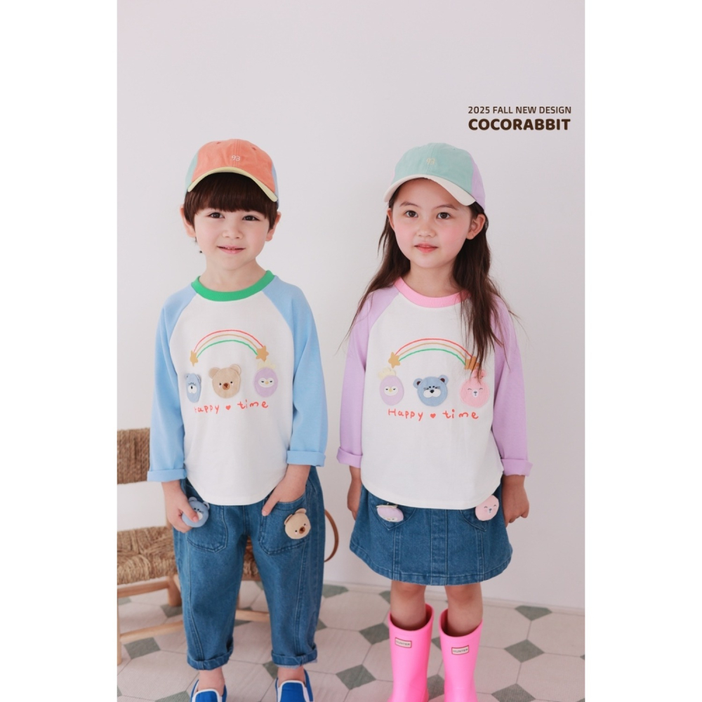 正韓童裝 COCO RABBIT 恐龍 熊熊動物拼接袖 T-細節圖7