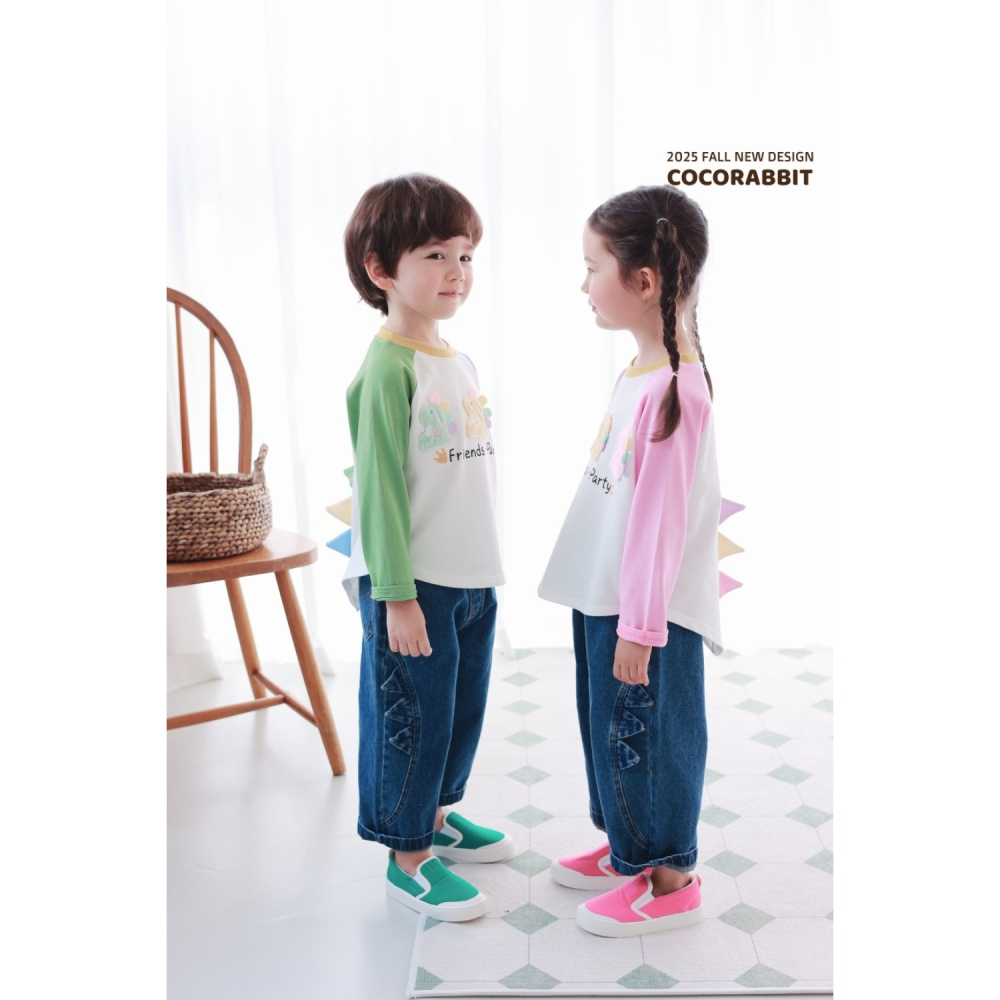 正韓童裝 COCO RABBIT 恐龍 熊熊動物拼接袖 T-細節圖9