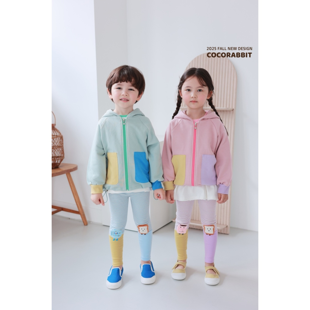 正韓童裝 COCO RABBIT兔兔與熊耳朵撞色口袋連帽薄外套-細節圖4