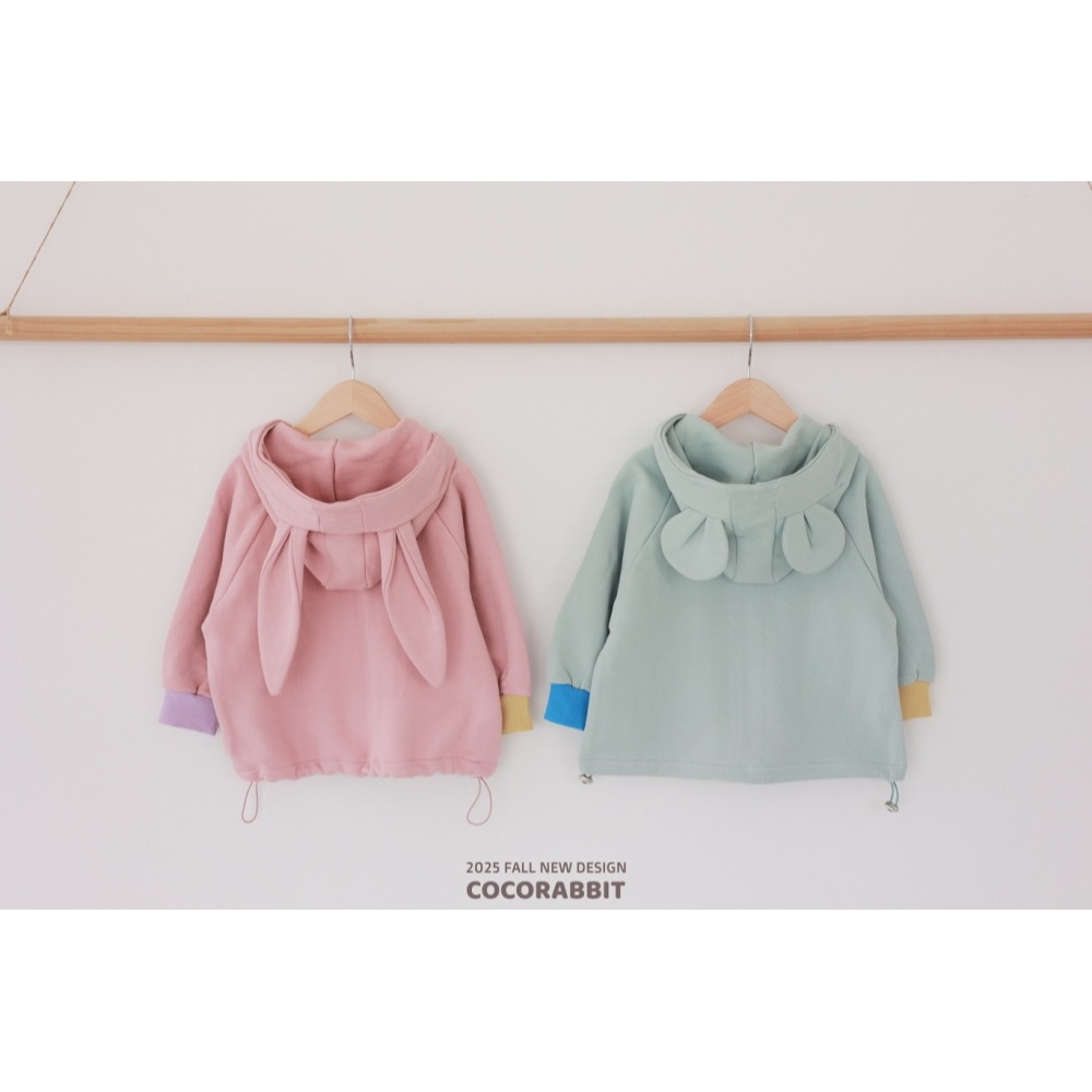 正韓童裝 COCO RABBIT兔兔與熊耳朵撞色口袋連帽薄外套-細節圖6