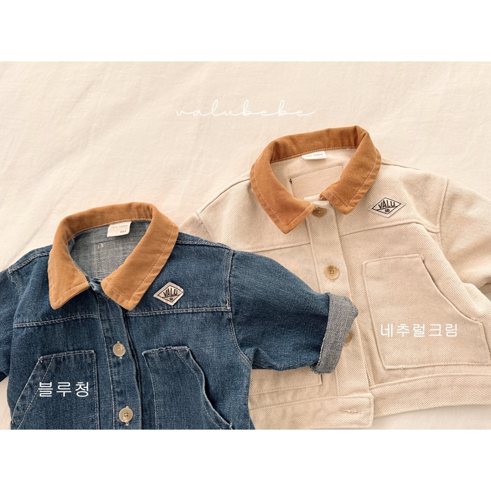 正韓童裝 復古感牛仔夾克外套-細節圖2