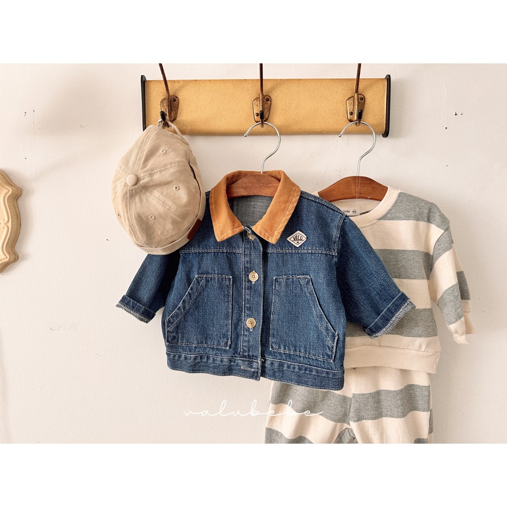 正韓童裝 復古感牛仔夾克外套-細節圖4