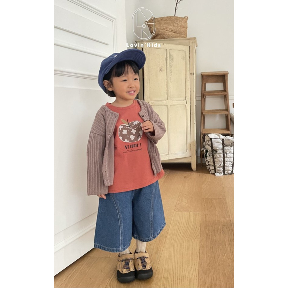 正韓童裝 Lovin 直坑條紋森林色系開衫外套-細節圖2