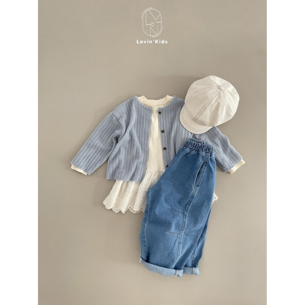 正韓童裝 Lovin 直坑條紋森林色系開衫外套-細節圖3