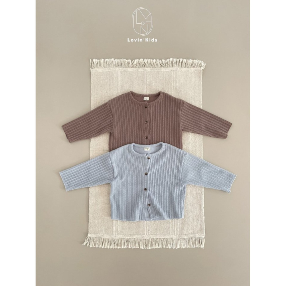 正韓童裝 Lovin 直坑條紋森林色系開衫外套-細節圖5