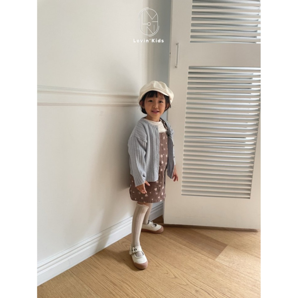 正韓童裝 Lovin 直坑條紋森林色系開衫外套-細節圖8