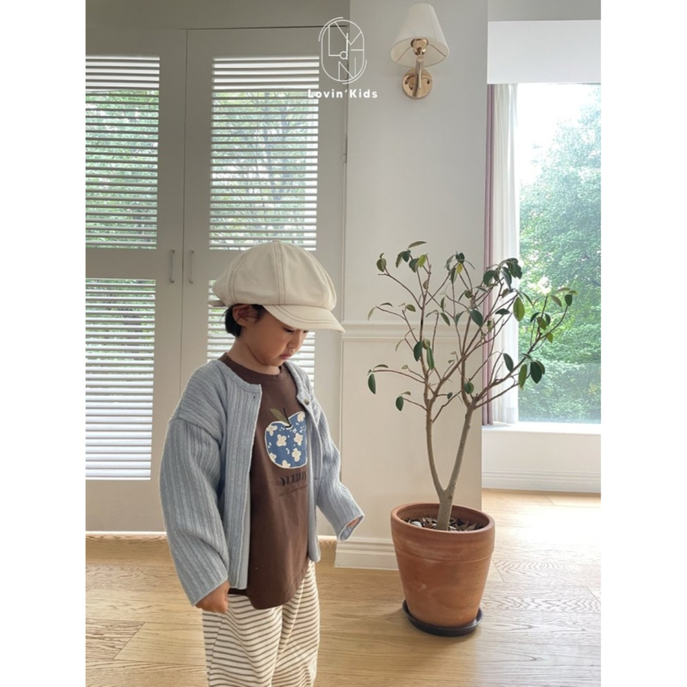 正韓童裝 Lovin 直坑條紋森林色系開衫外套-細節圖11