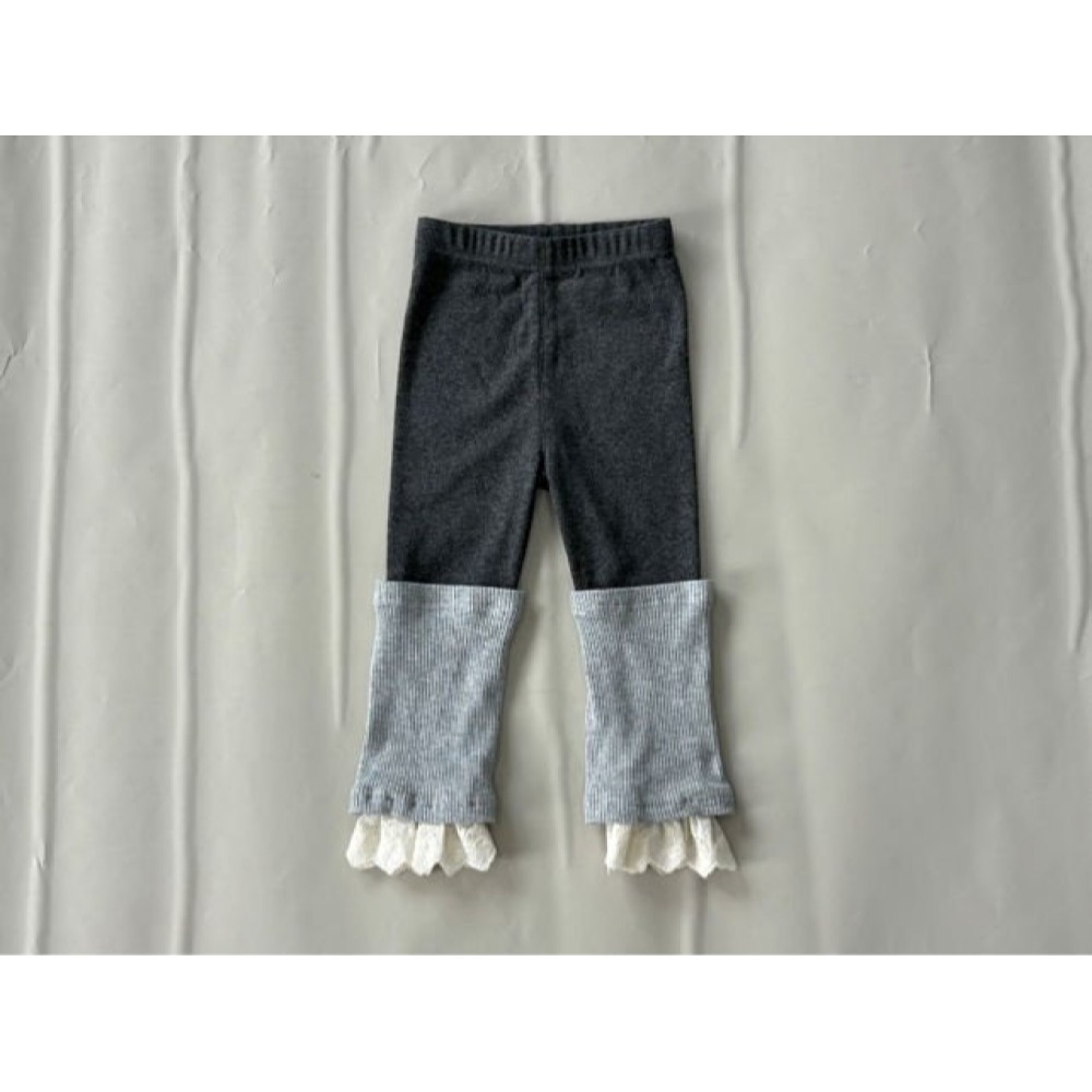 正韓童裝 My daughter 針織棉下擺蕾造型緊身褲-細節圖2