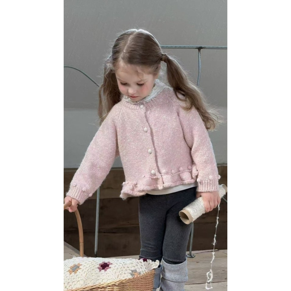 正韓童裝 My daughter 針織棉下擺蕾造型緊身褲-細節圖7