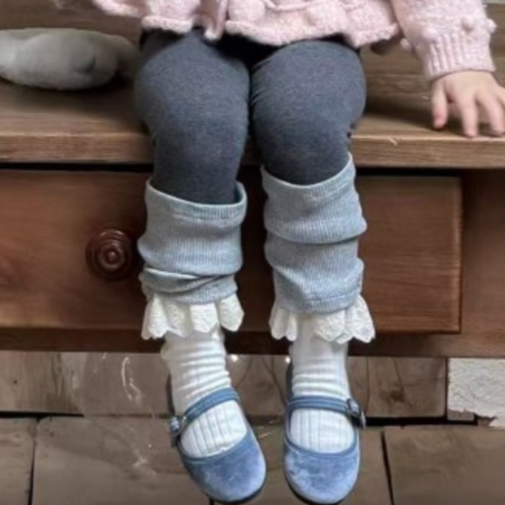 正韓童裝 My daughter 針織棉下擺蕾造型緊身褲-細節圖9