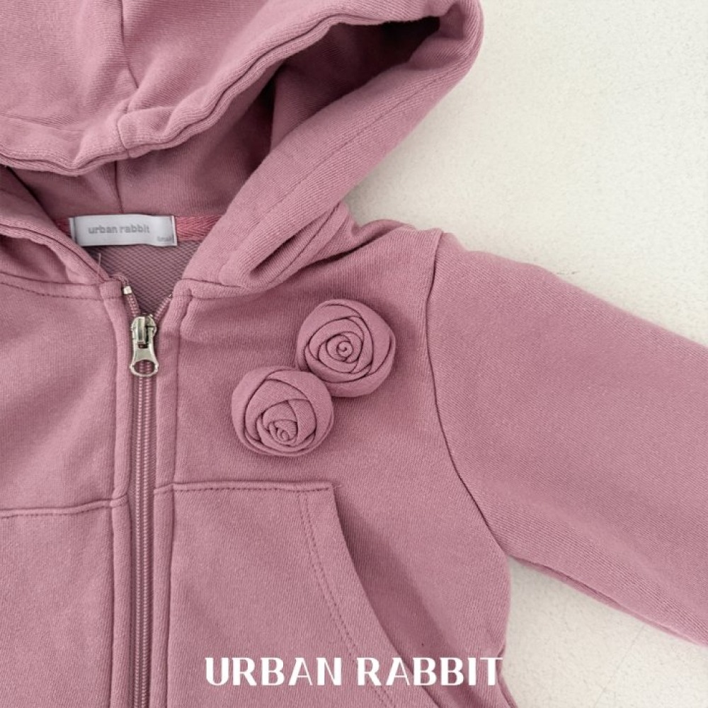 正韓童裝 Urban Rabbit 立體玫瑰澎下擺拉鍊外套-細節圖2