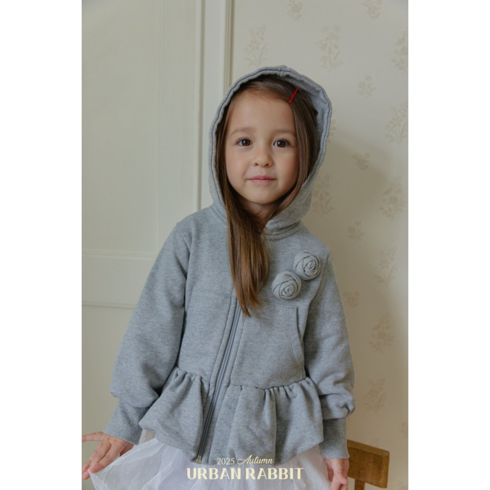 正韓童裝 Urban Rabbit 立體玫瑰澎下擺拉鍊外套-細節圖5