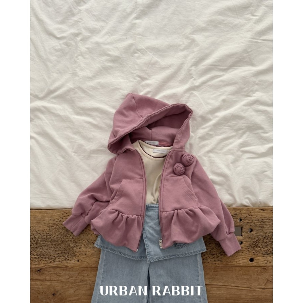 正韓童裝 Urban Rabbit 立體玫瑰澎下擺拉鍊外套-細節圖6