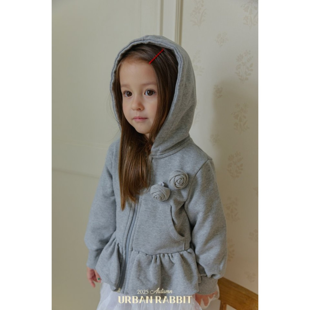 正韓童裝 Urban Rabbit 立體玫瑰澎下擺拉鍊外套-細節圖9