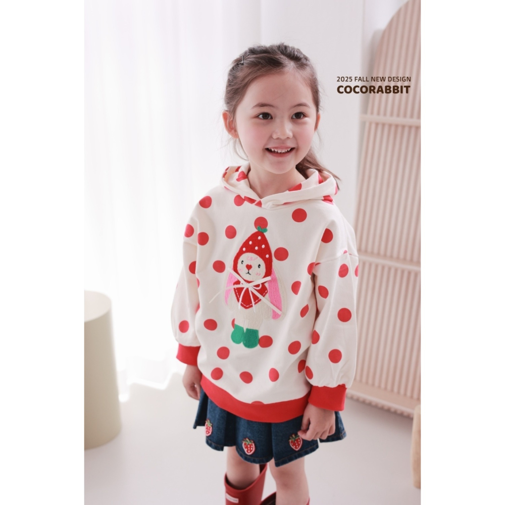 正韓童裝 COCO RABBIT 波點點連帽大學t上衣-細節圖2